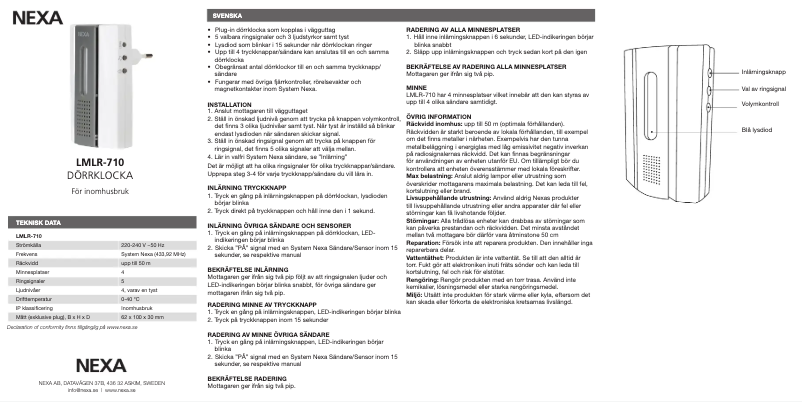 Image de la première page du manuel de l'appareil LMLR-710