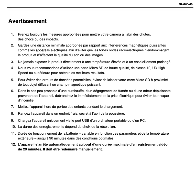 Page n°1 - Manuel utilisateur GoXtreme Black Hawk 4K