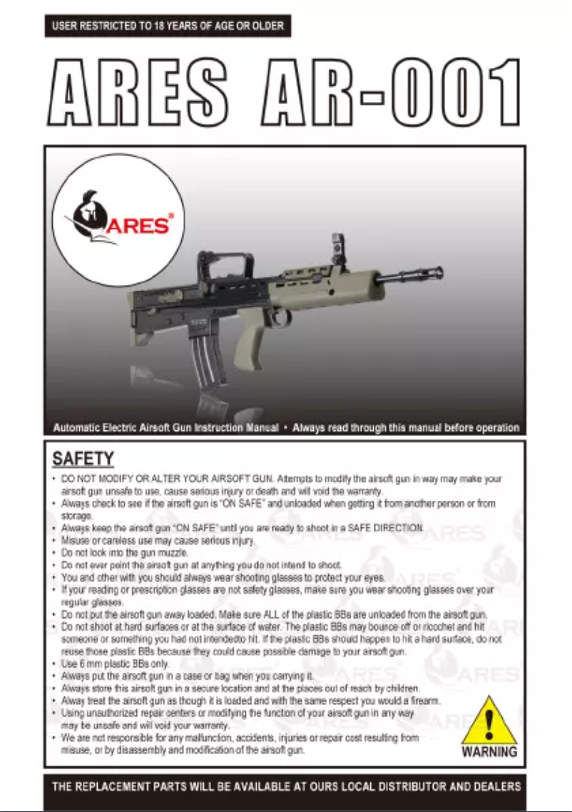 Image de la première page du manuel de l'appareil AR-001