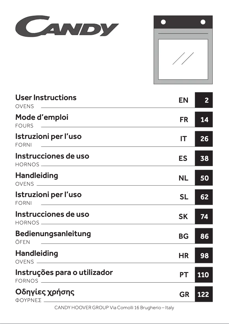 Page 1 de la notice Manuel utilisateur Candy FIDC X662
