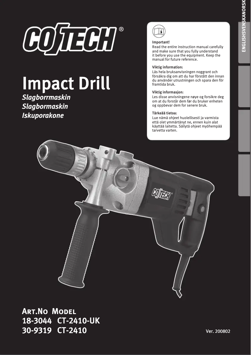 Page 1 de la notice Manuel utilisateur Cotech CT-2410
