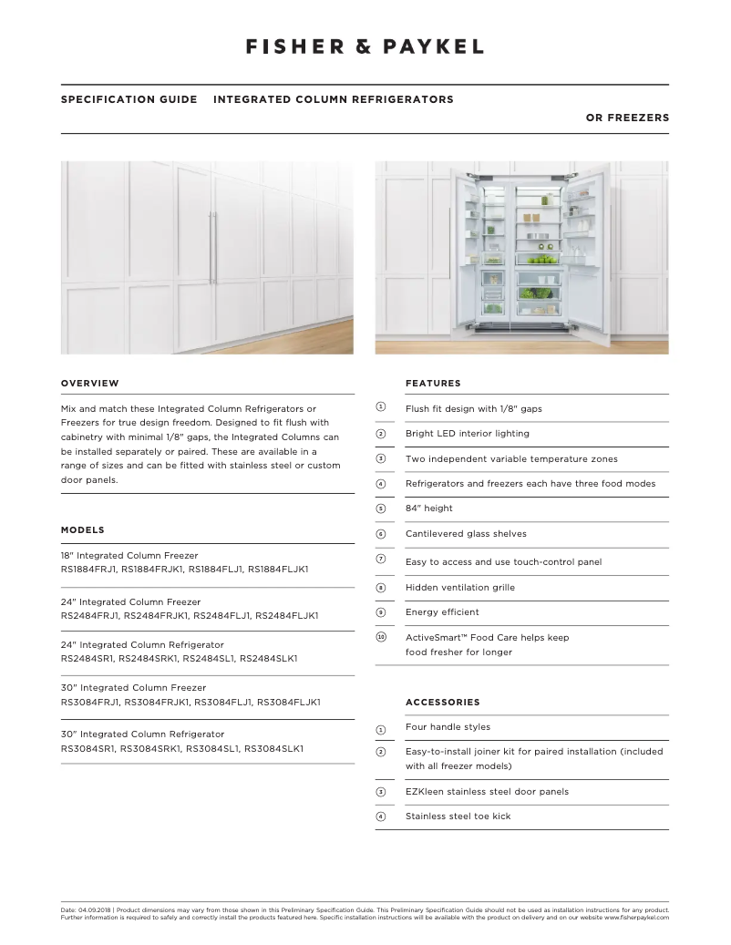 First page image of the manual for RS3084FRJ1