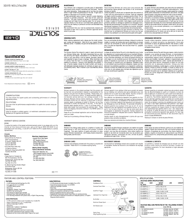 Image de la première page du manuel de l'appareil Solstace 2000FH