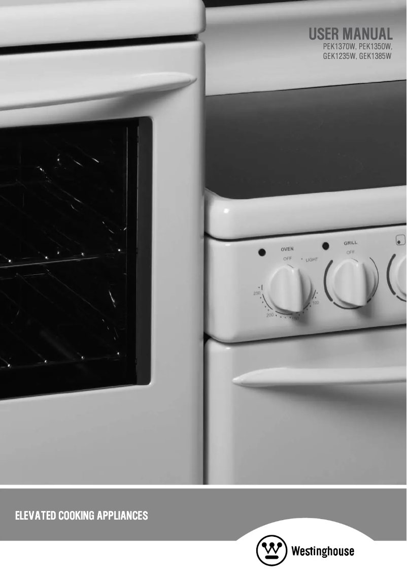 Page 1 de la notice Manuel utilisateur Westinghouse GEK1385RWLPG
