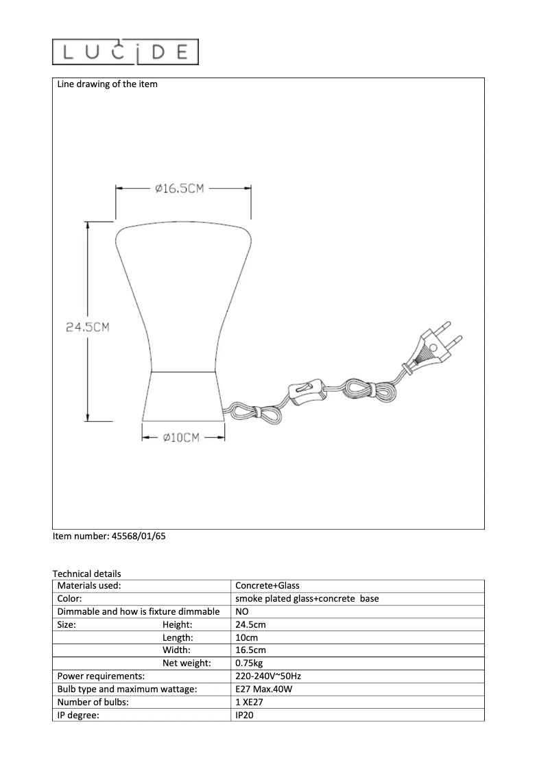 Page 1 de la notice Manuel utilisateur Lucide Barry