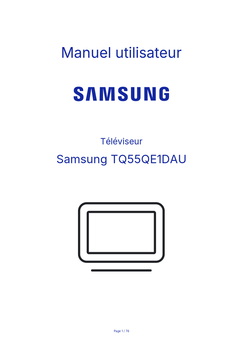 Page n°1 - Manuel utilisateur Samsung TQ55QE1DAU