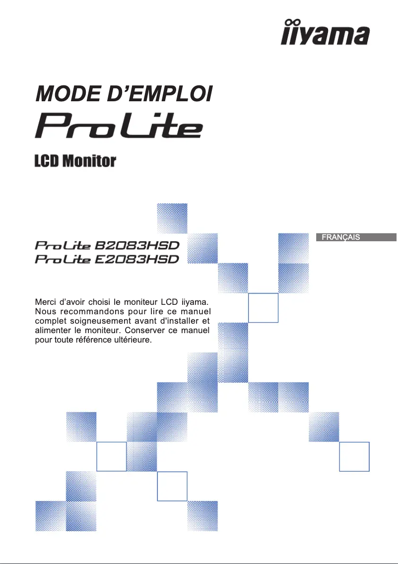 Page 1 de la notice Manuel utilisateur Iiyama ProLite E2083HSD