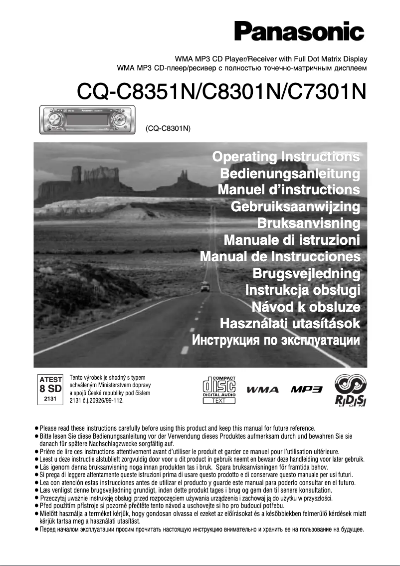 Página 1 del manual Manual de usuario Panasonic CQ-C8301N