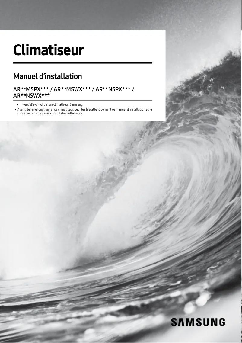 Page n°1 - Guide d'installation Samsung AR09MSPXASINEU