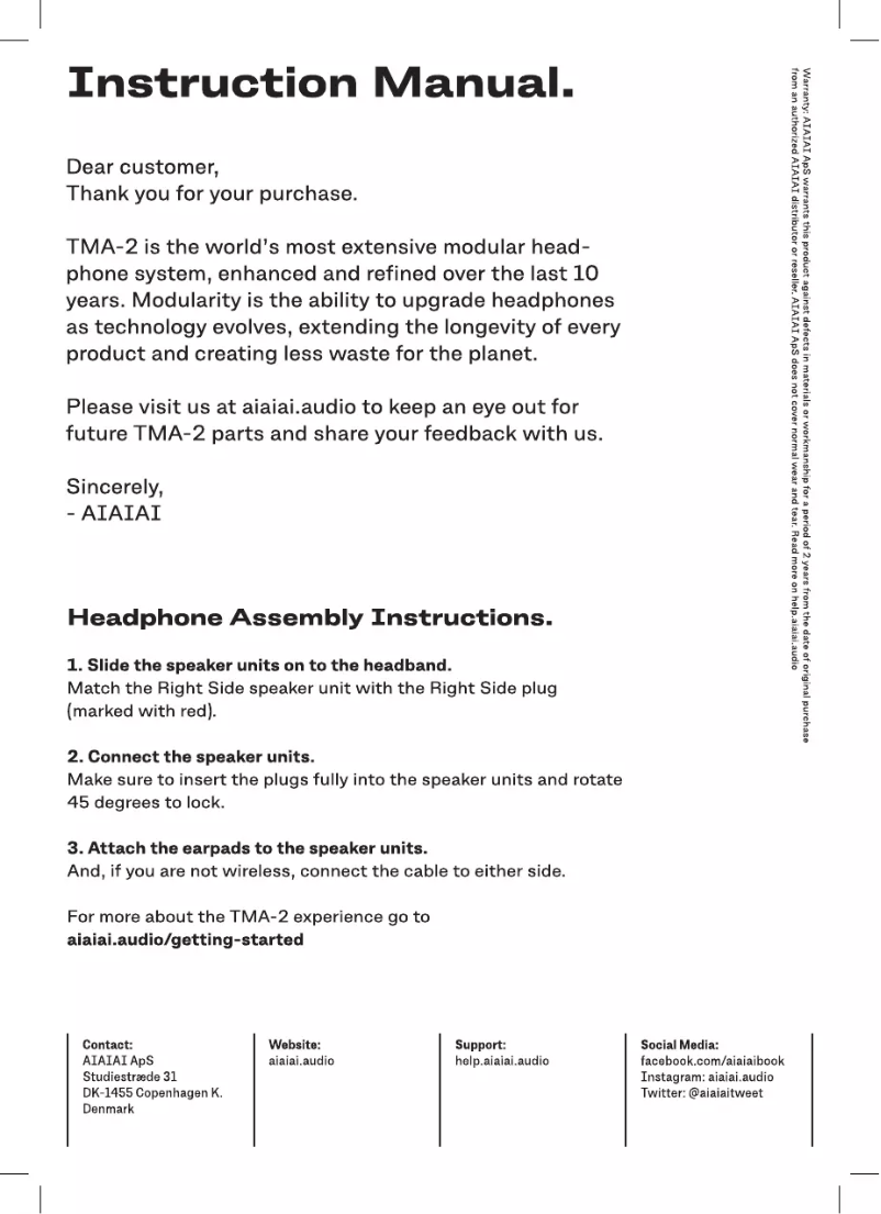 Image de la première page du manuel de l'appareil TMA-2 Comfort Preset