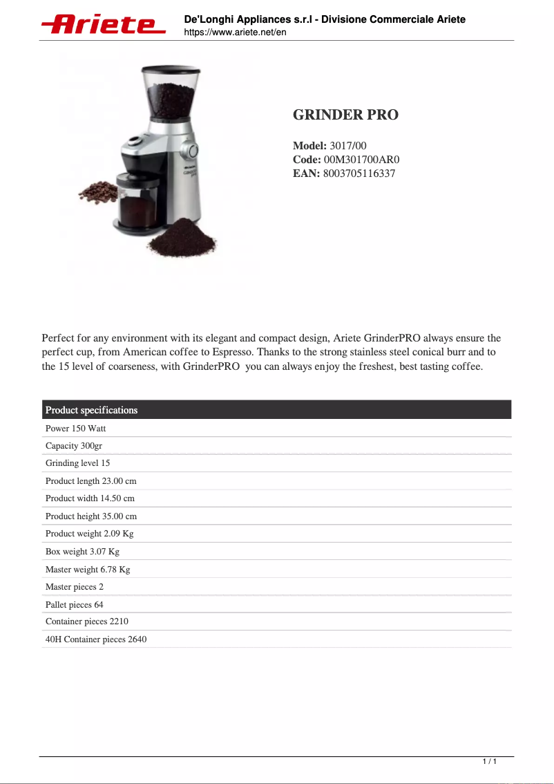 Image de la première page du manuel de l'appareil Grinder Pro 3017