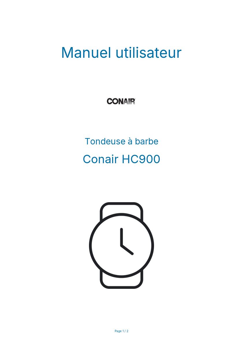 Image de la première page du manuel de l'appareil HC900