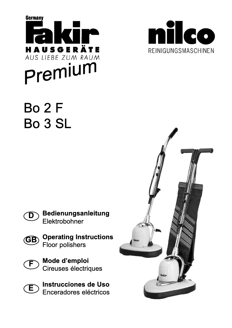 Page n°1 - Manuel utilisateur Fakir Premium Bo 3 SL