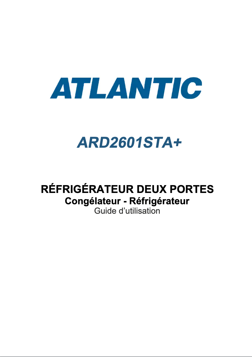 Page 1 de la notice Manuel utilisateur Atlantic ARD2601STA+