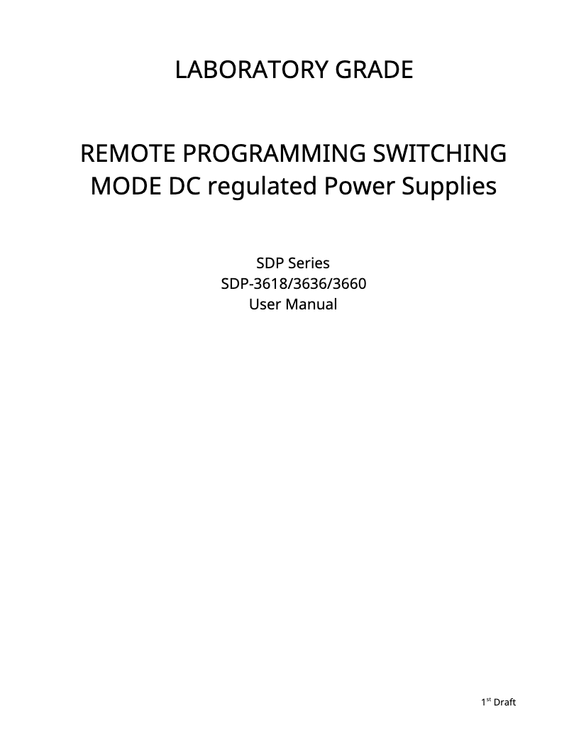 Page n°1 - Manuel utilisateur Manson SDP-3636