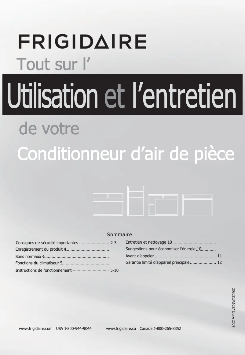 Page 1 de la notice Manuel utilisateur Frigidaire FFTH1222Q2