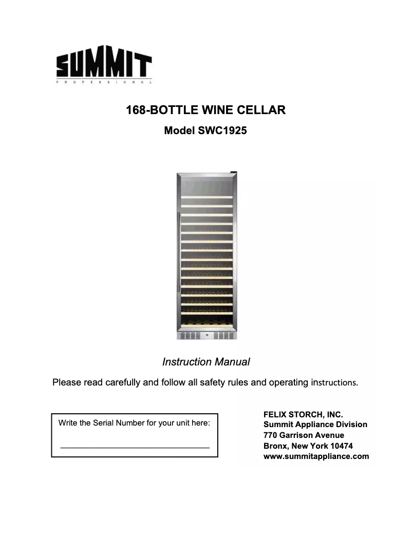 Image de la première page du manuel de l'appareil SWC1925