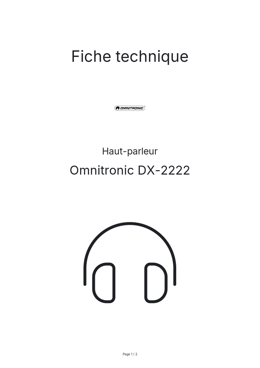 Page n°1 - Fiche technique Omnitronic DX-2222