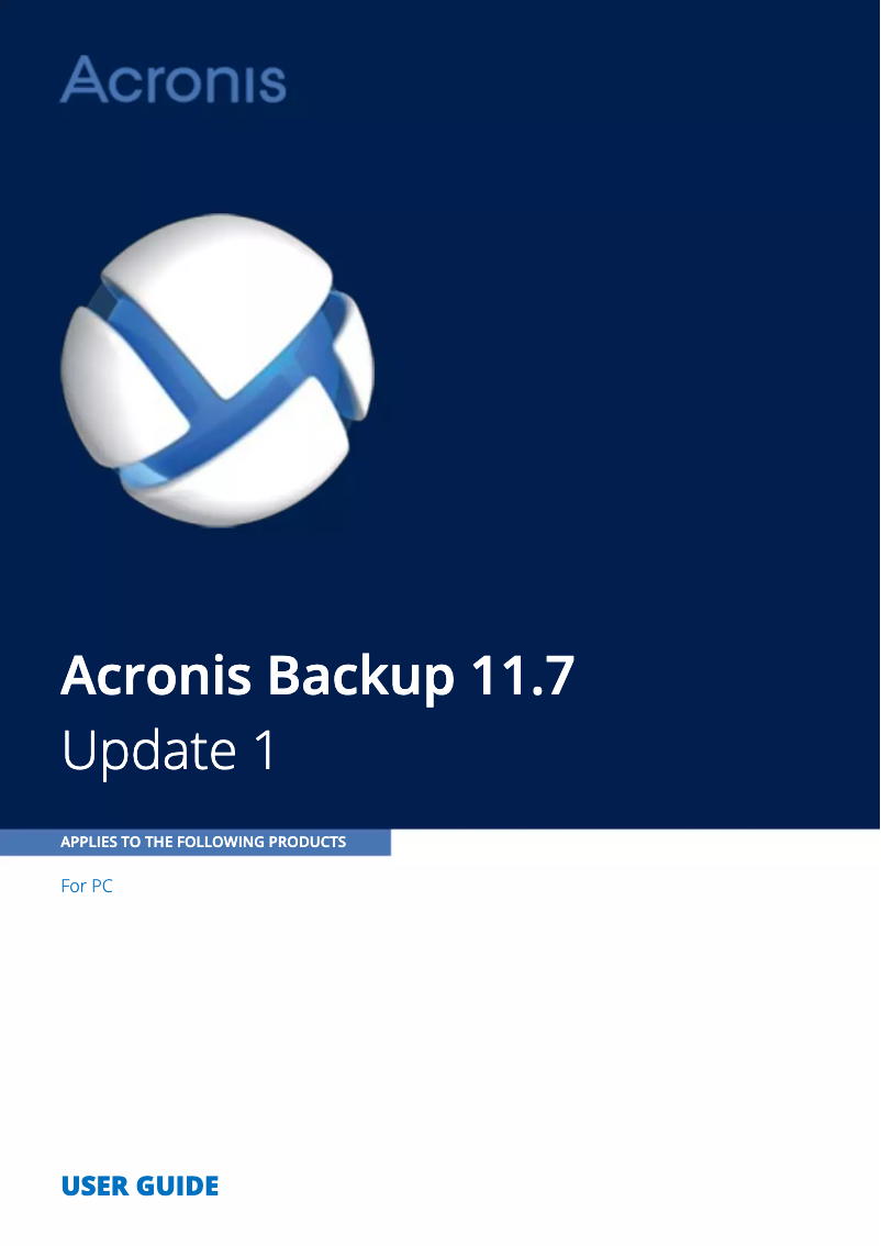 Image de la première page du manuel de l'appareil Backup Advanced f/ PC 11.7