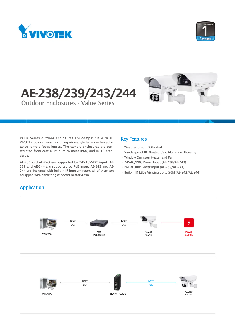 Page 1 de la notice Fiche technique Vivotek AE-238