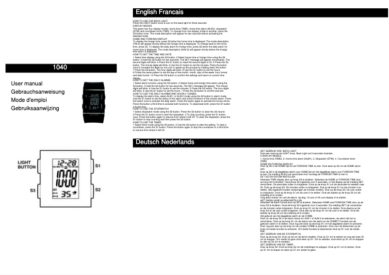 Page n°1 - Manuel utilisateur Davis 1040