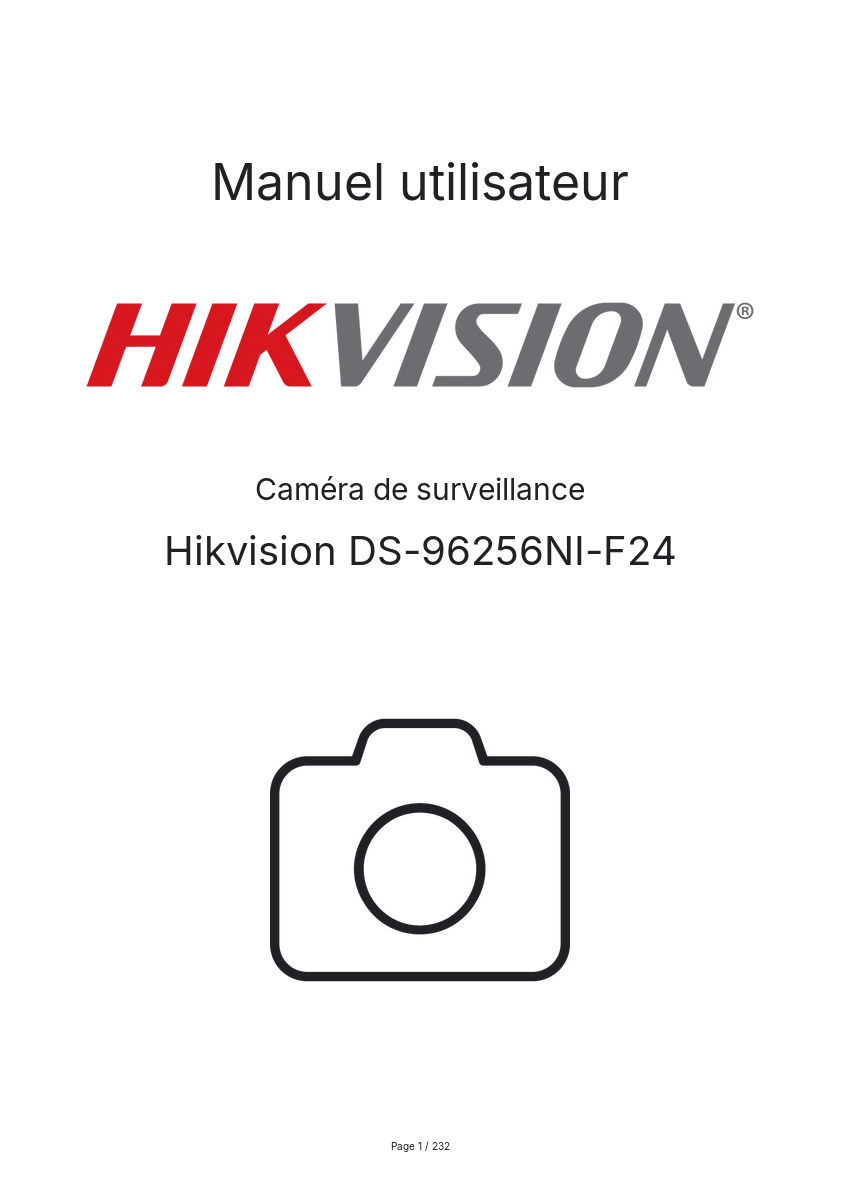 Page n°1 - Manuel utilisateur Hikvision DS-96256NI-F24