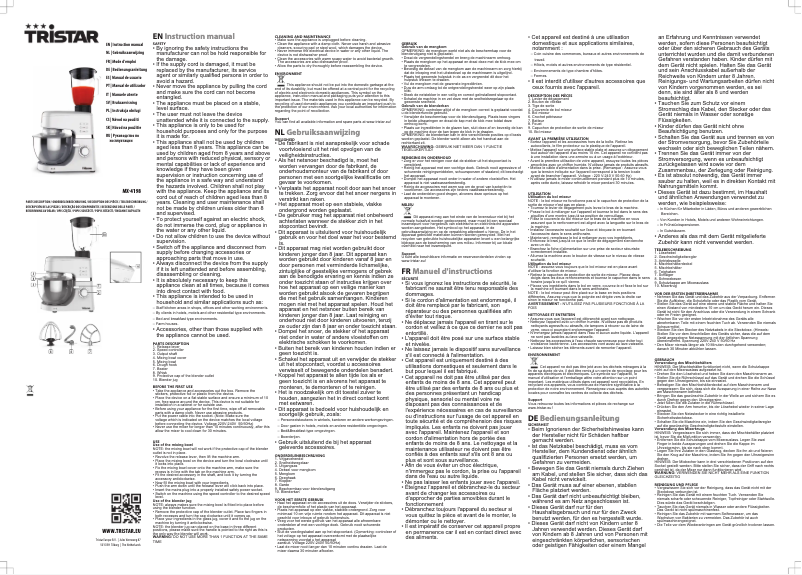 Page 1 de la notice Manuel utilisateur TriStar MX-4198