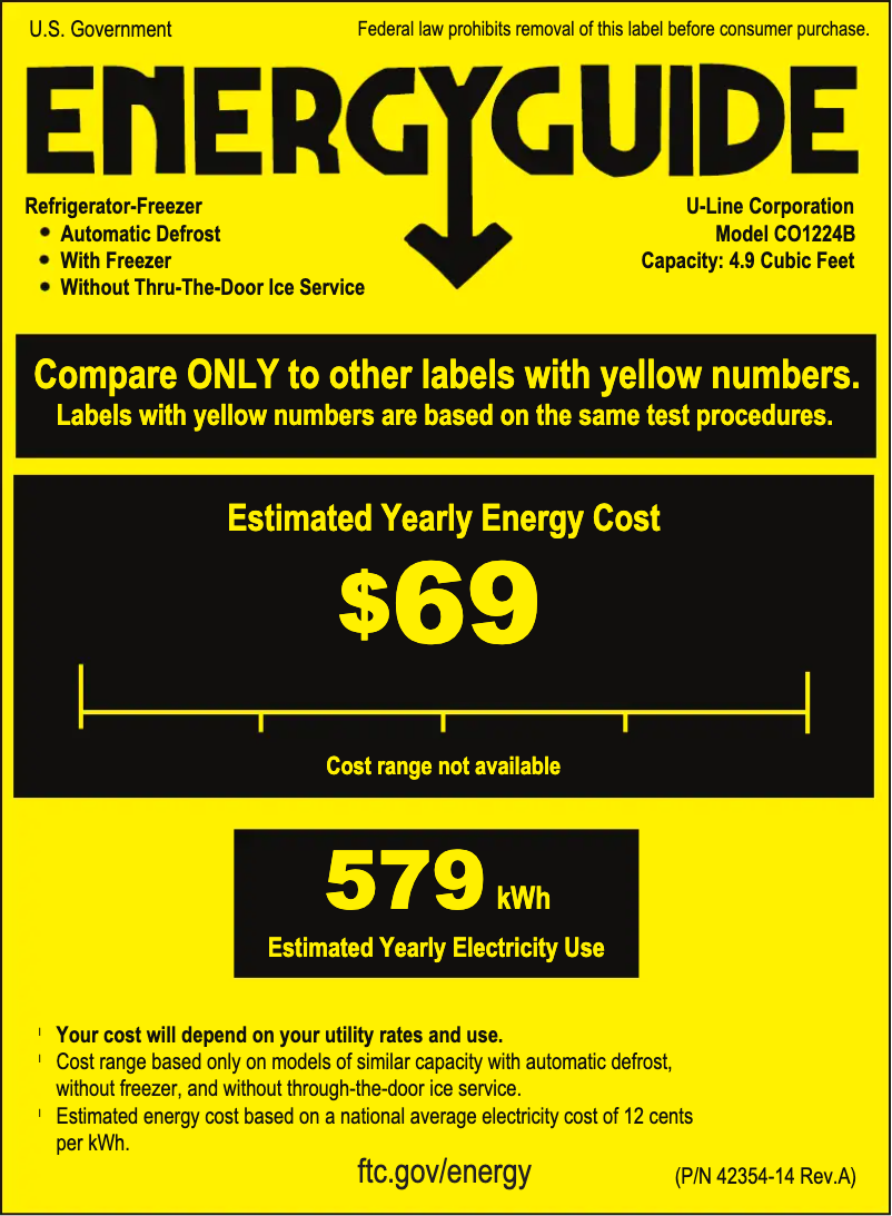 Page 1 de la notice Label énergétique U-Line U-CO1224F