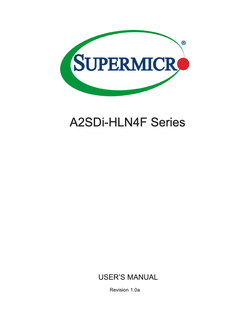 Page 1 de la notice Manuel utilisateur Supermicro A2SDi-8C-HLN4F
