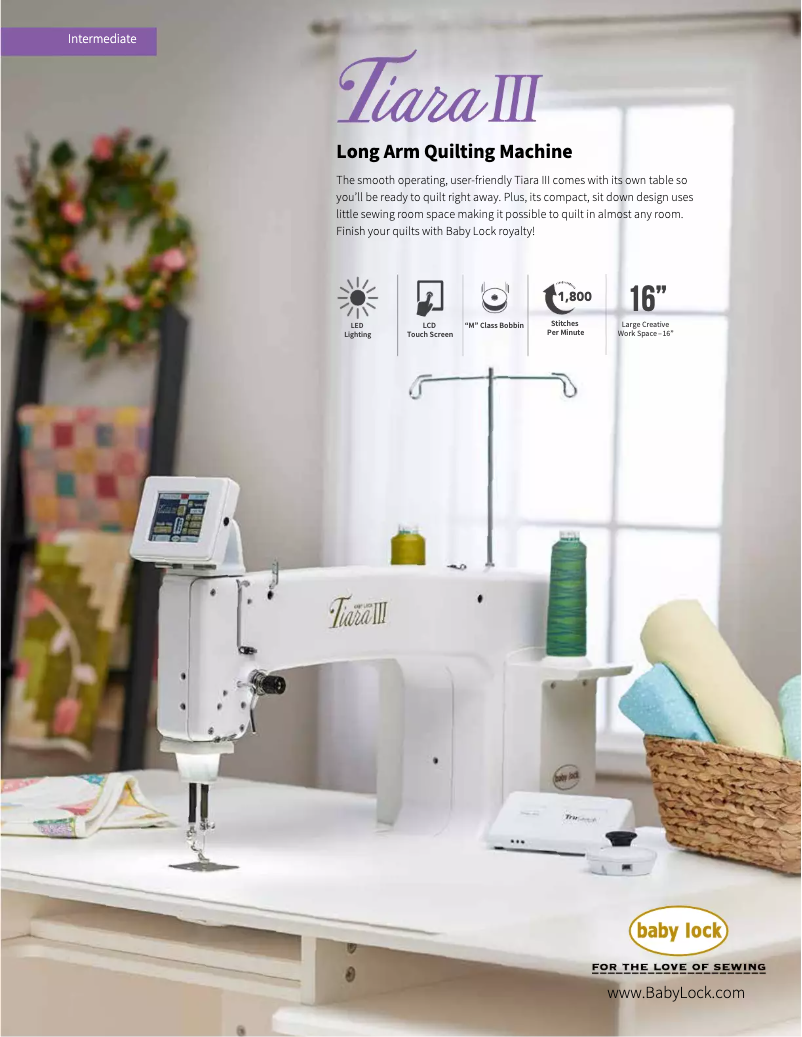 Página 1 del manual Ficha técnica Baby Lock Tiara III BLTR16-3