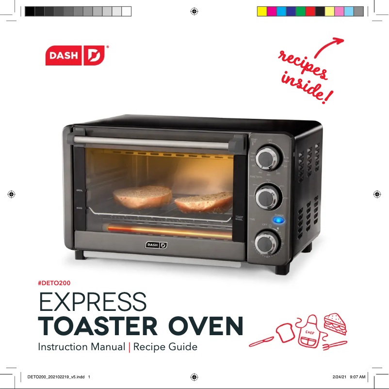 Image de la première page du manuel de l'appareil Express Toaster Oven DETO200GBBK01