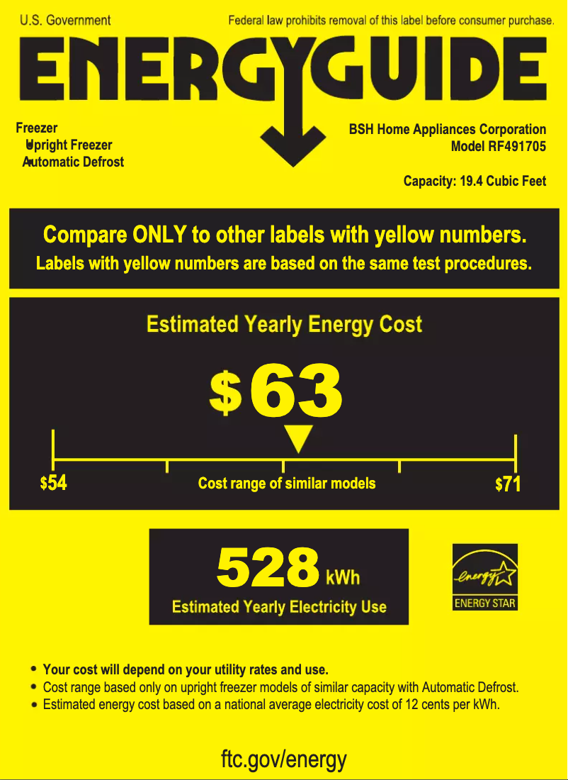 Page 1 de la notice Label énergétique Gaggenau RF491705