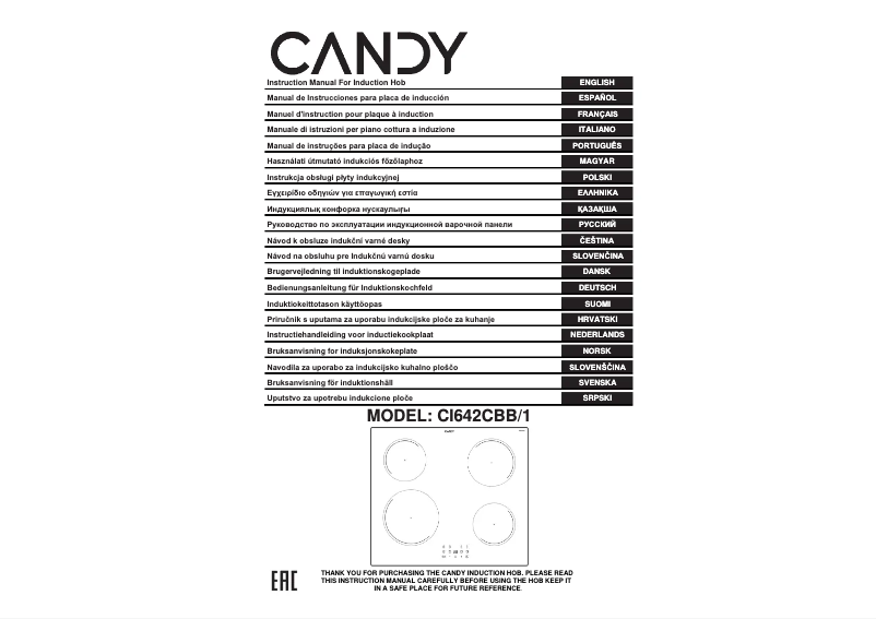 Page n°1 - Manuel utilisateur Candy CI642CBB/1