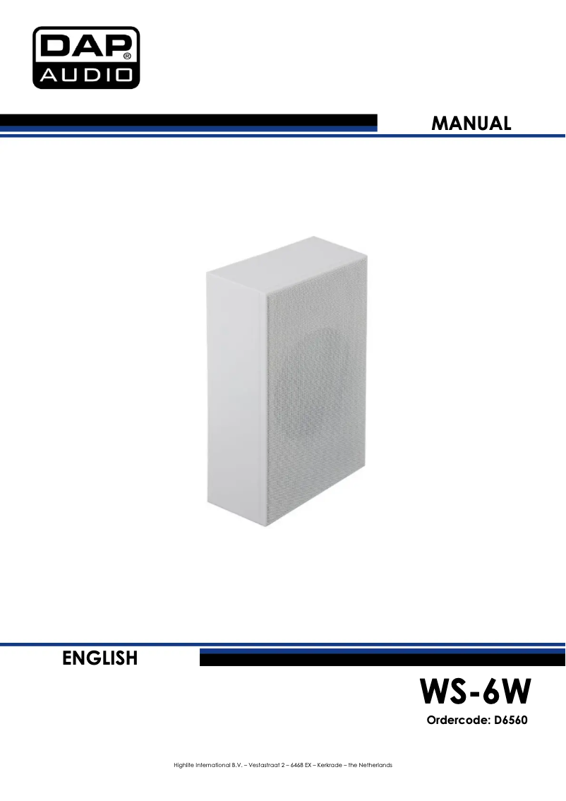 Page n°1 - Manuel utilisateur DAP-Audio WS-6W