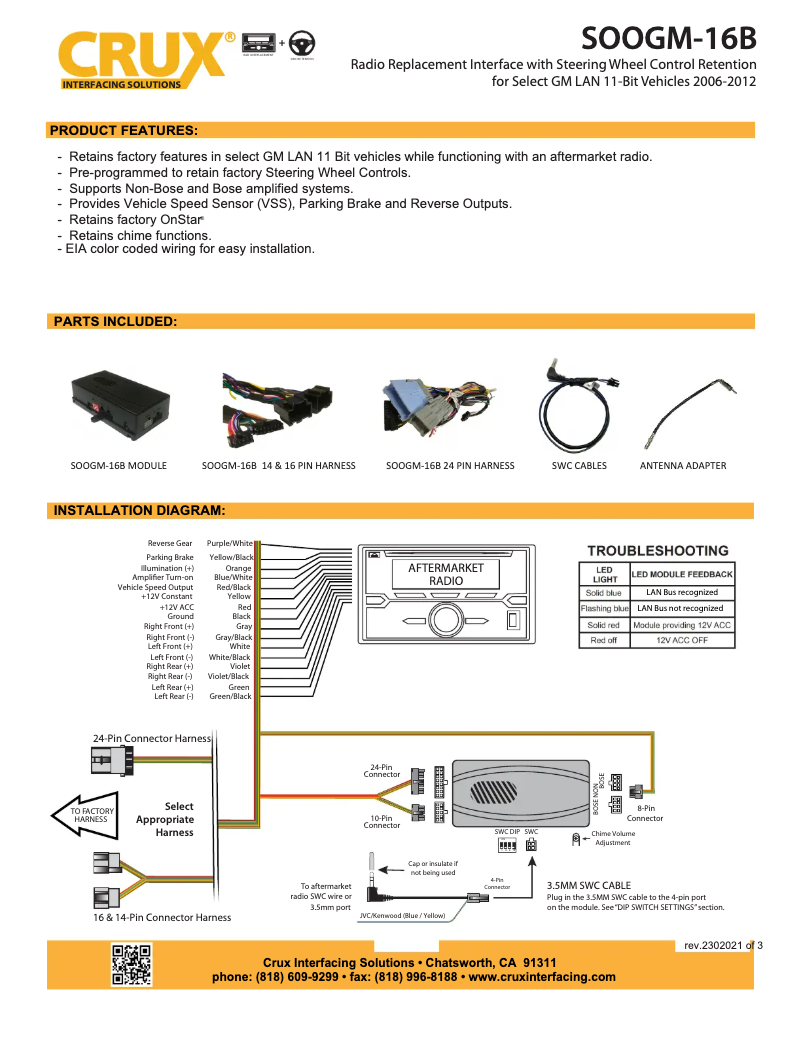 Page 1 de la notice Manuel utilisateur CRUX SOOGM-16B