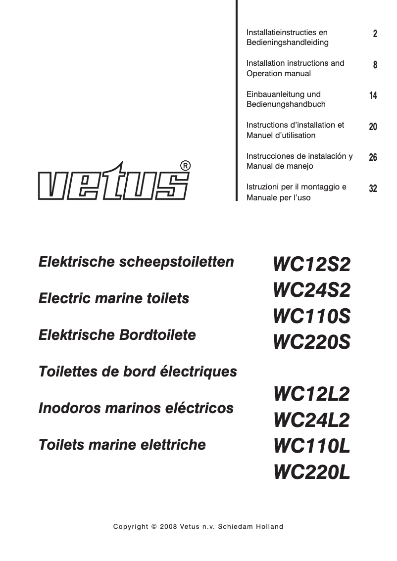 Page 1 de la notice Manuel utilisateur Vetus WC220L