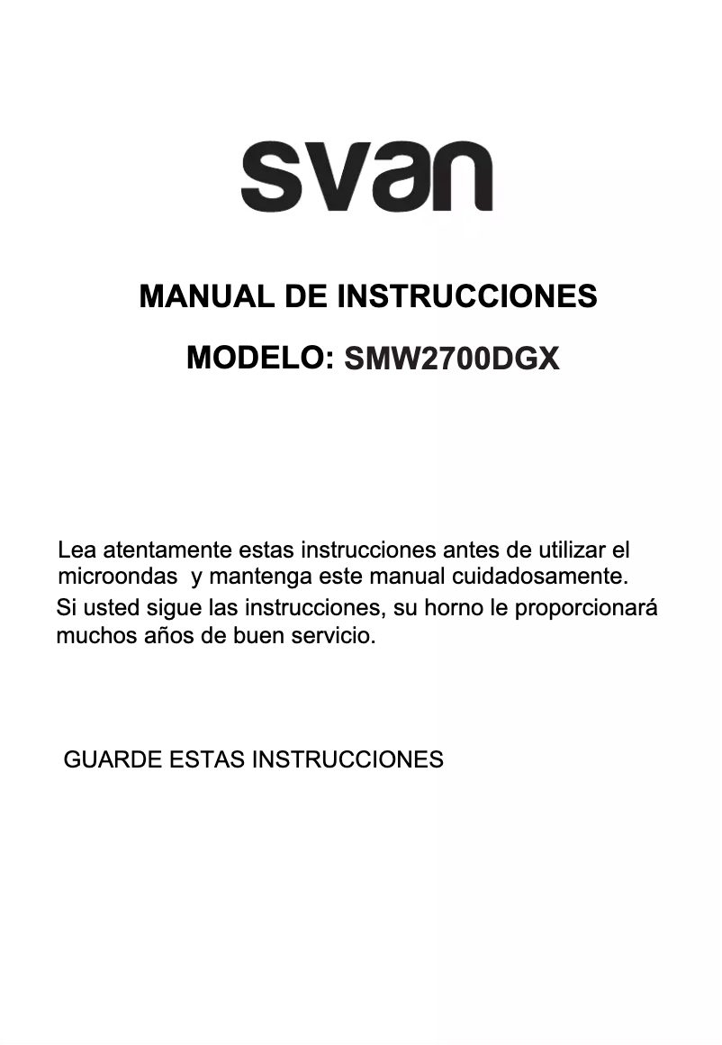 Page 1 de la notice Manuel utilisateur SVAN SMW2700DGX