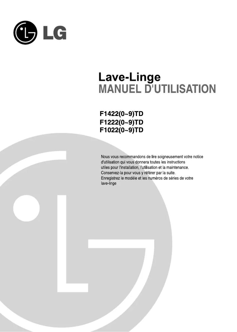 Page n°1 - Manuel utilisateur LG F14822WH