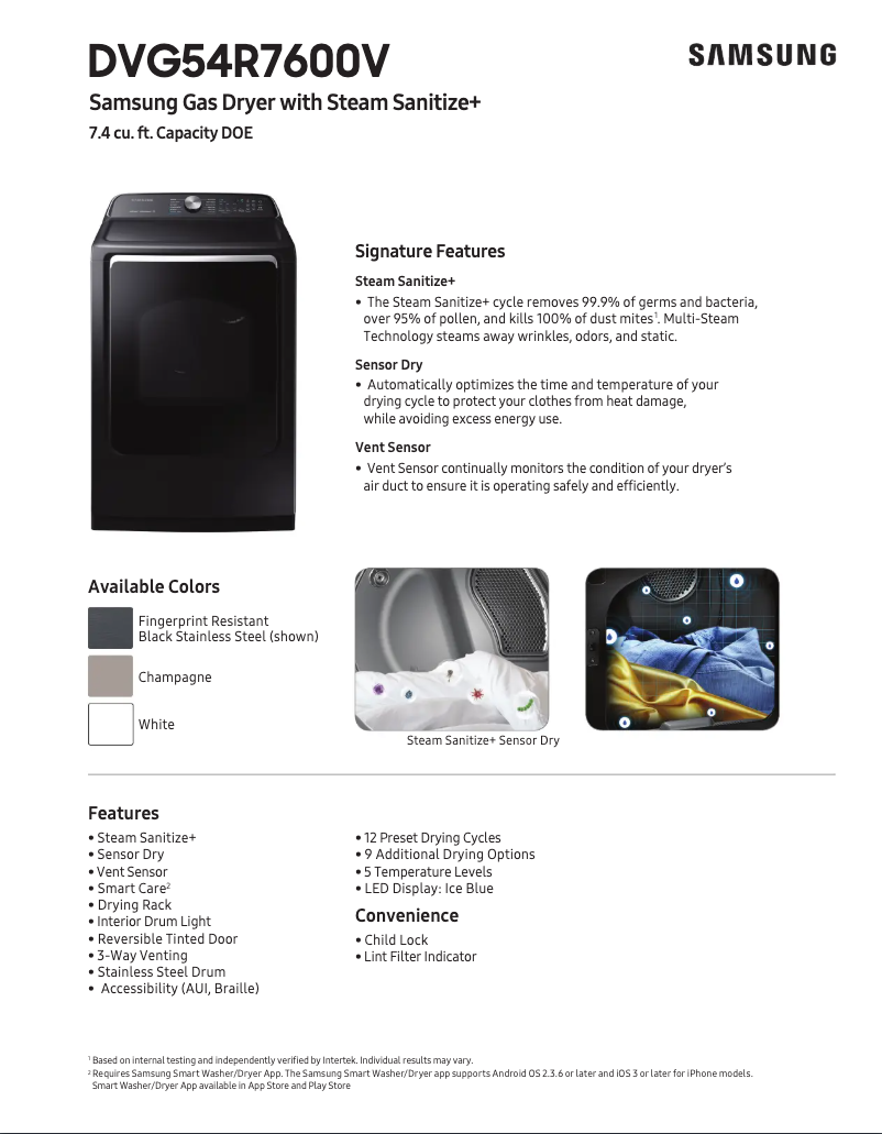 Image de la première page du manuel de l'appareil DVG54R7600C