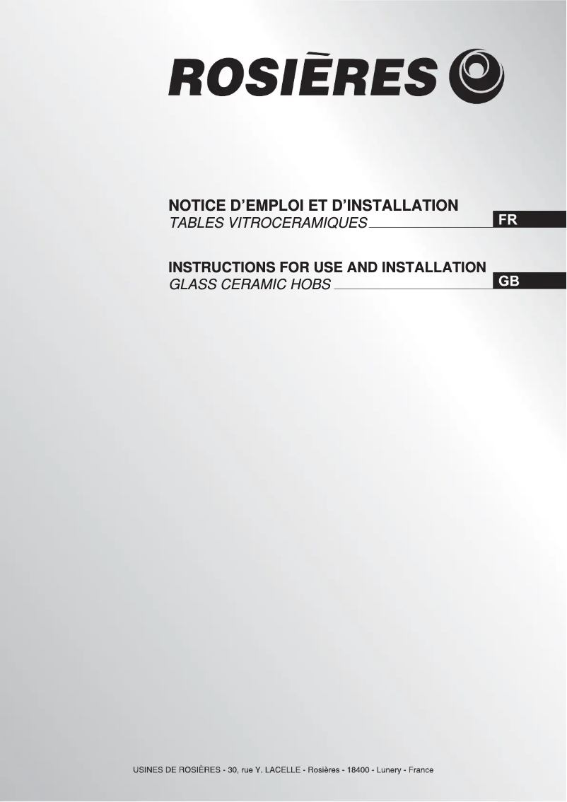 Page n°1 - Manuel utilisateur Rosieres RVEF 633 IN