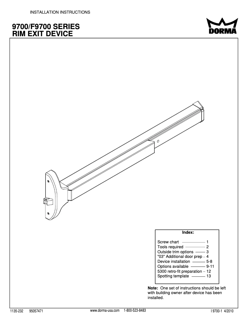 Image de la première page du manuel de l'appareil 9700