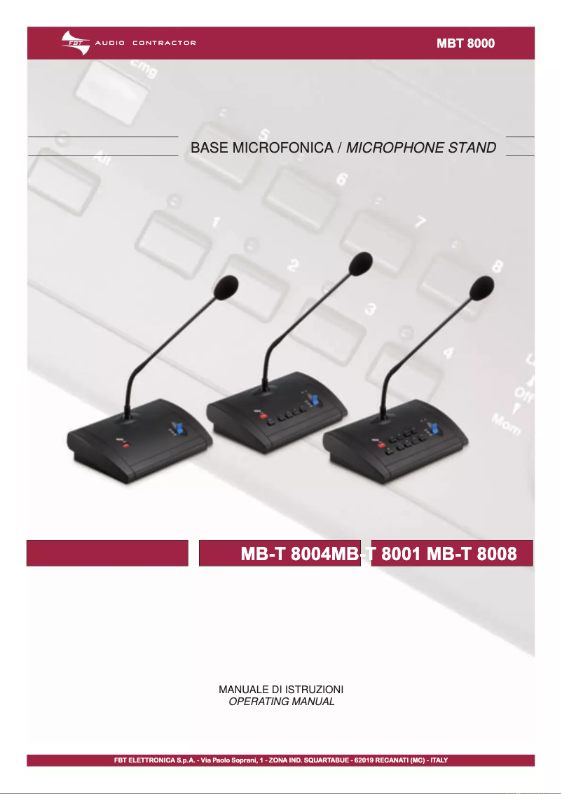 Page n°1 - Manuel utilisateur FBT MB-T 8008