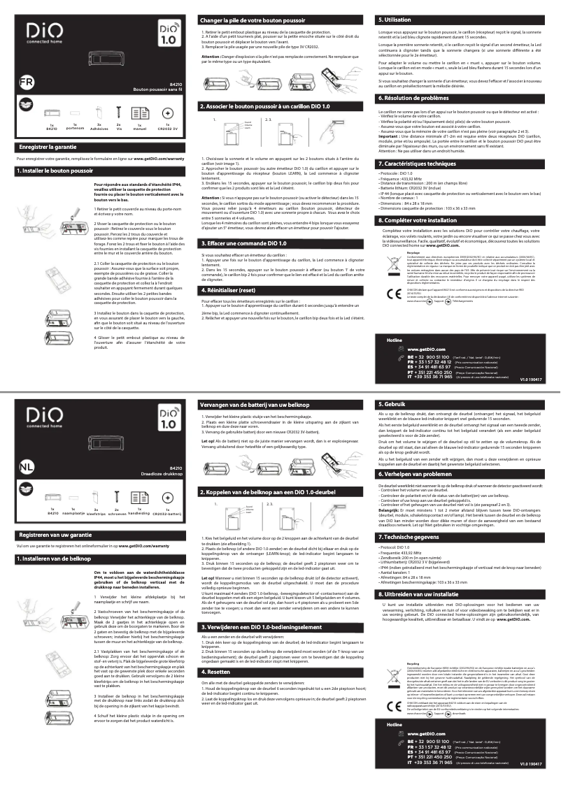 Page 1 de la notice Manuel utilisateur DiO 84210