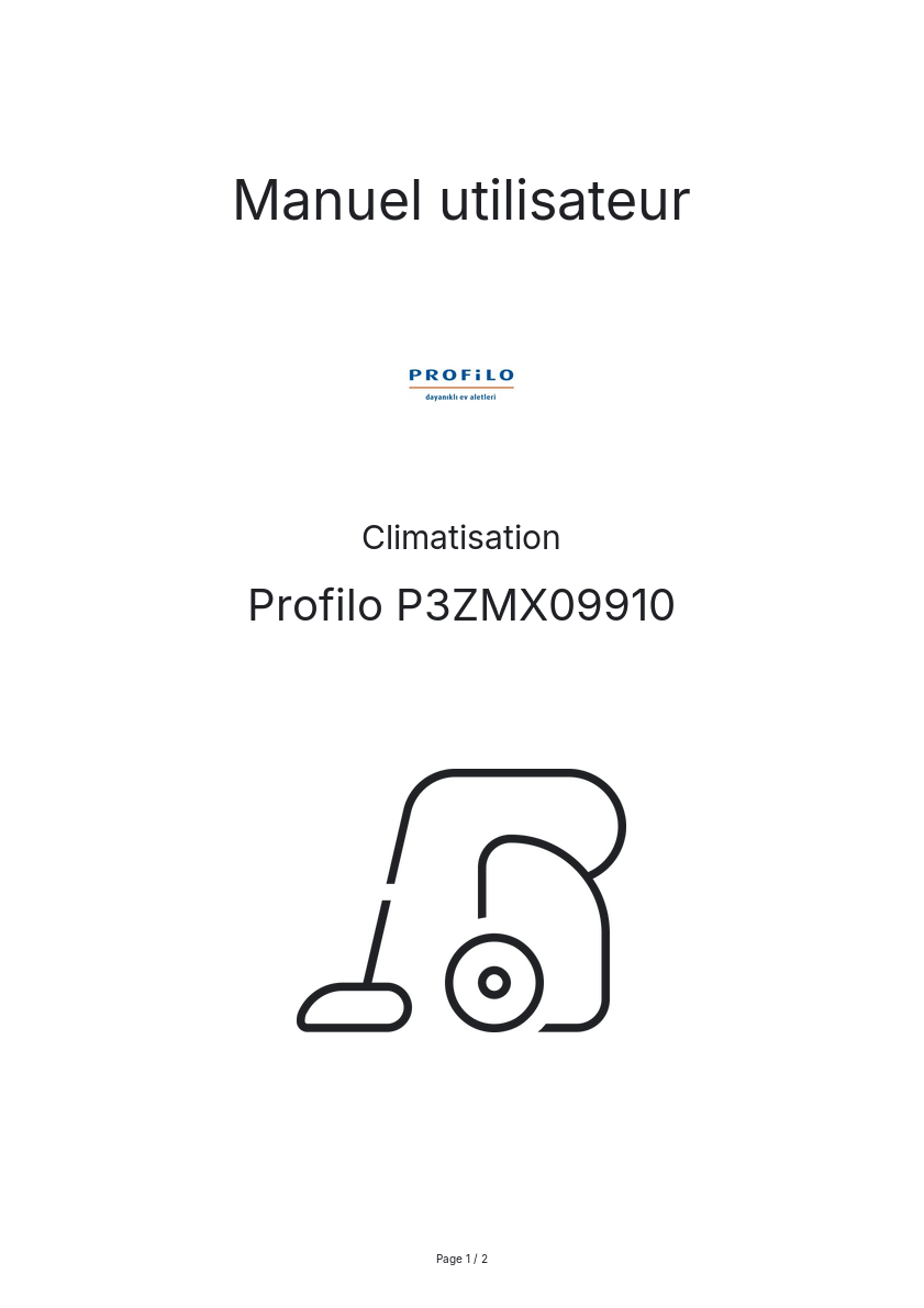 Page n°1 - Manuel utilisateur Profilo P3ZMX09910