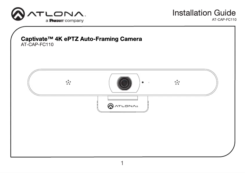 Page 1 de la notice Guide d'installation Atlona AT-CAP-FC110