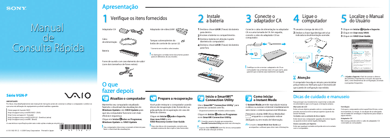 Image de la première page du manuel de l'appareil Vaio VGN-P830A