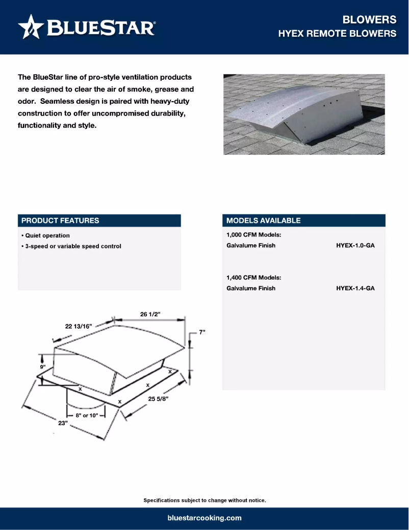 Page 1 de la notice Fiche technique BlueStar BSPMLSS70SS