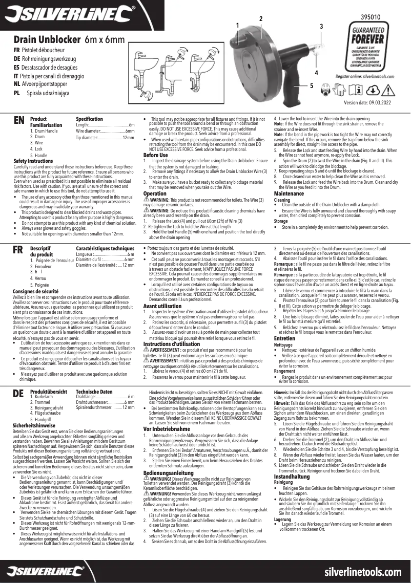 Page n°1 - Manuel utilisateur Silverline 395010