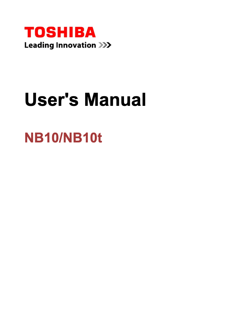Page n°1 - Manuel utilisateur Toshiba Satellite NB10