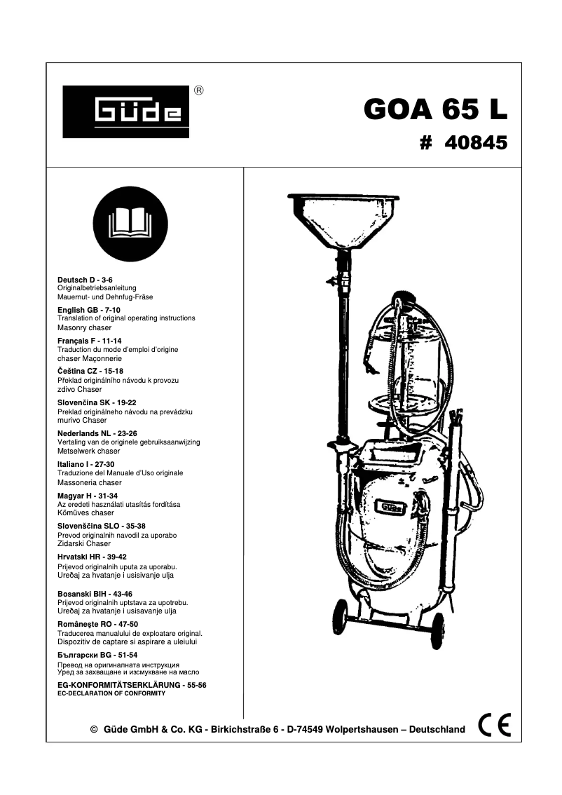 Page 1 de la notice Manuel utilisateur Güde GOA 65 L